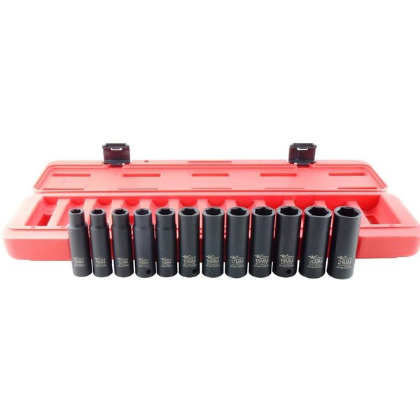 K-Tool International 1/2" Drive Socket Set, Metric, 12 pcs KTI-38200